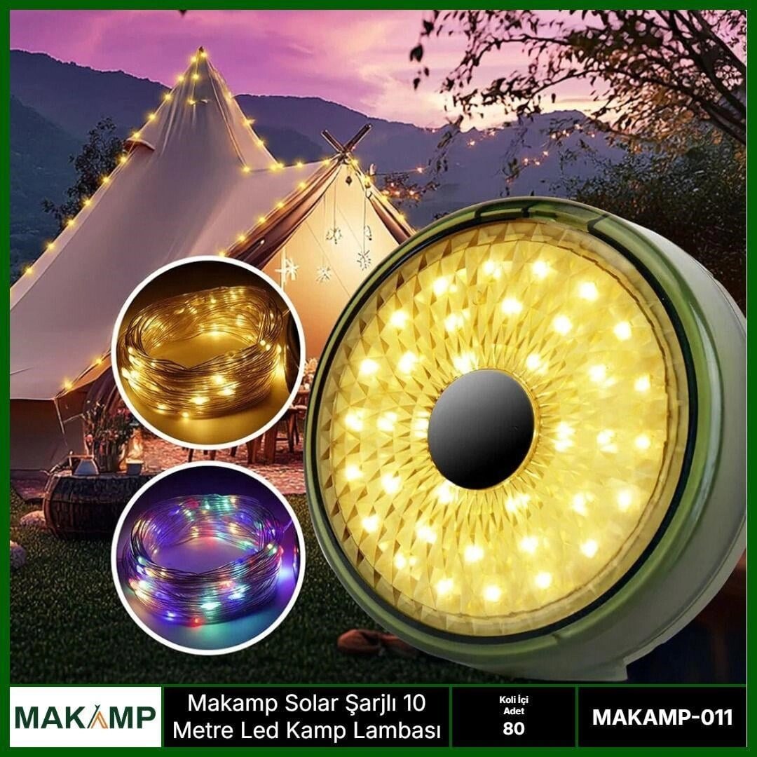 Solar Şarjlı 10 Metre Led Kamp Lambası Solar Şarjlı 10 Metre Led Kamp Lambası