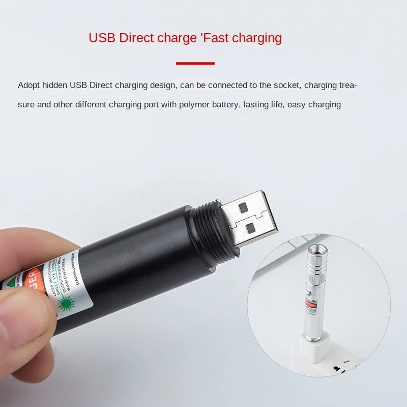 Fithome 100mw Desen Başlıklı Usb Şarjlı Yeşil Lazer Pointer