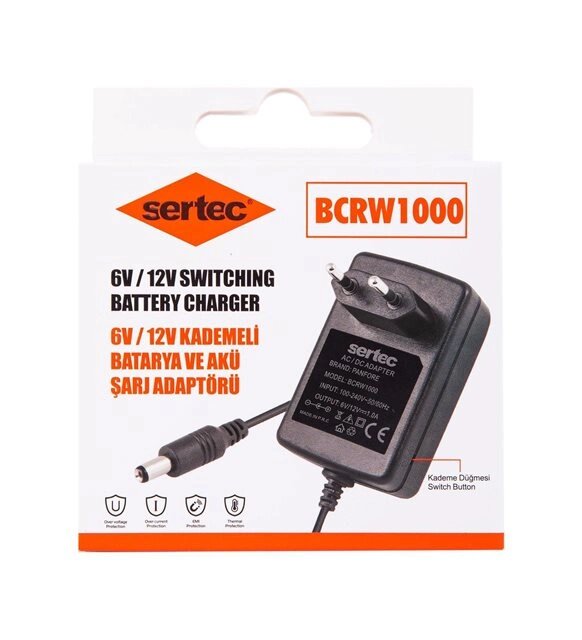Sertec Bcrw1000 6v/12v 1a Kademeli Batarya Ve Akü Şarj Adaptörü Sertec Bcrw1000 6v/12v 1a Kademeli Batarya Ve Akü Şarj Adaptörü