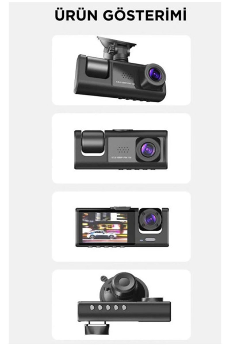 Araç İçi 1080p 3 Kameralı Lcd Ekranlı Gece Görüşlü , G-sensör , Geri Görüş Kamera Araç İçi 1080p 3 Kameralı Lcd Ekranlı Gece Görüşlü , G-sensör , Geri Görüş Kamera