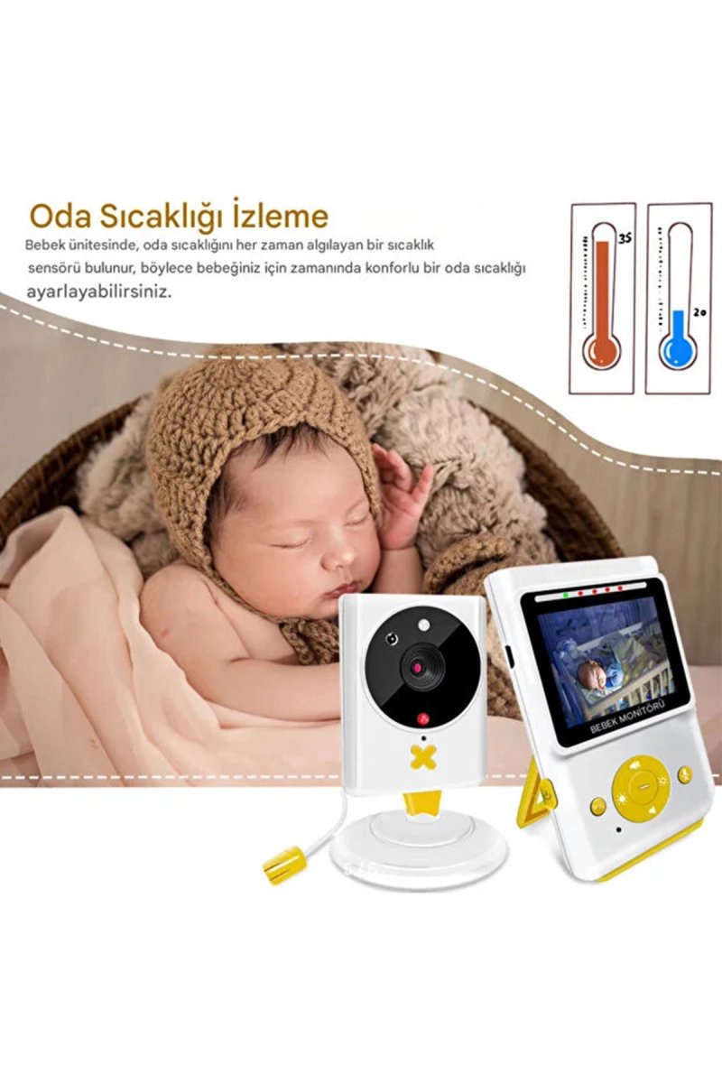 Akıllı Bebek Kamerası Monitörlü Karşılıklı Konuşma Özellikli Sıcaklık İzleme 2.4 İnç Bebek Kamerası