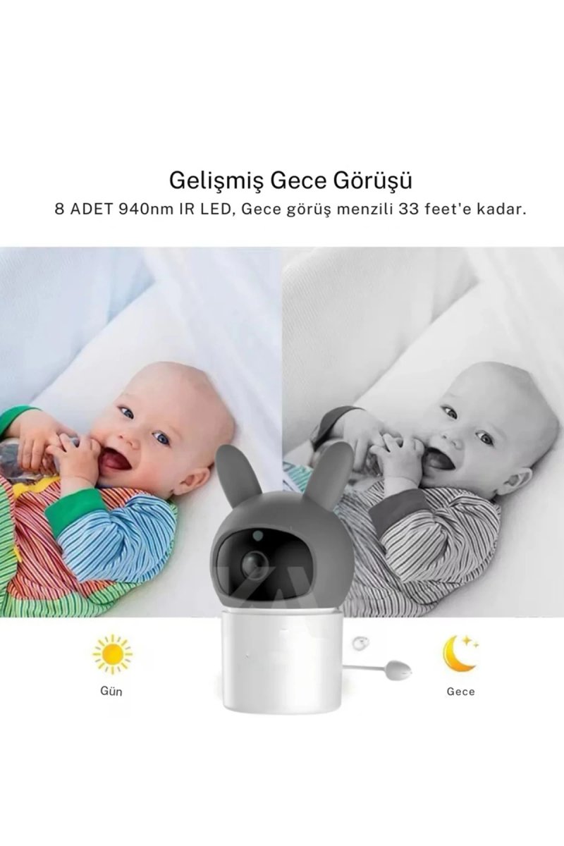 Bebek Kamerası Kumandalı Monitörlü Karşılıklı Konuşma Özellikli , Hatırlatıcılı Ip Bebek Kamerası