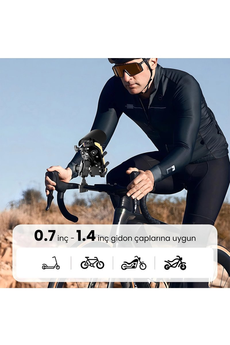 Gidon Bağlantılı Güneş Ve Yağmur Korumalı 360° Derece Ayarlanabilir Motosiklet Bisiklet Telefon Tutucu