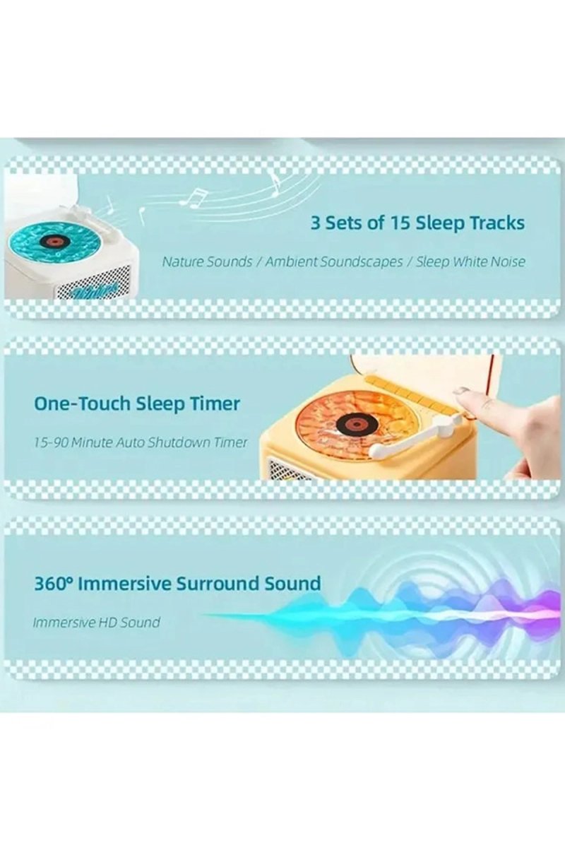 Nostalji Mini Plak Görünümlü Radyolu Bluetooth Hoparlör 3d Ses Dalgası Retro Müzik Plak Beyaz