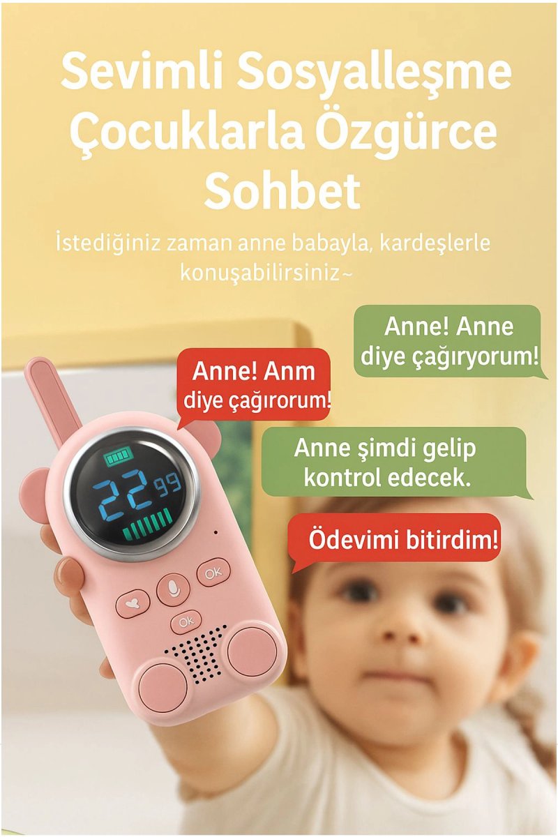 Çocuklar Için Kamp Yürüyüş El Telsizi Şarj Edılebılır 3km Menzil Pembe