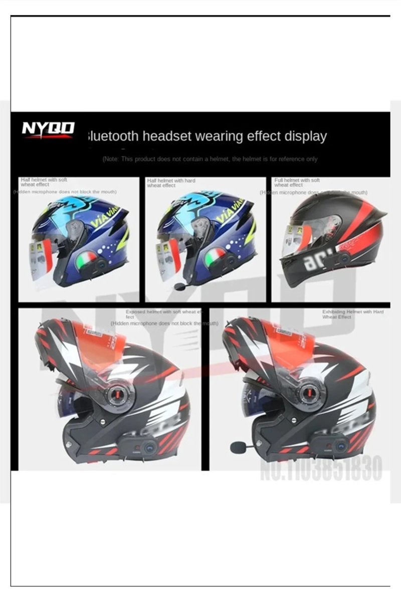 X63 Motosiklet Kask Kulaklık Intercom Işıklı Motorsiklet Interkom 5.3