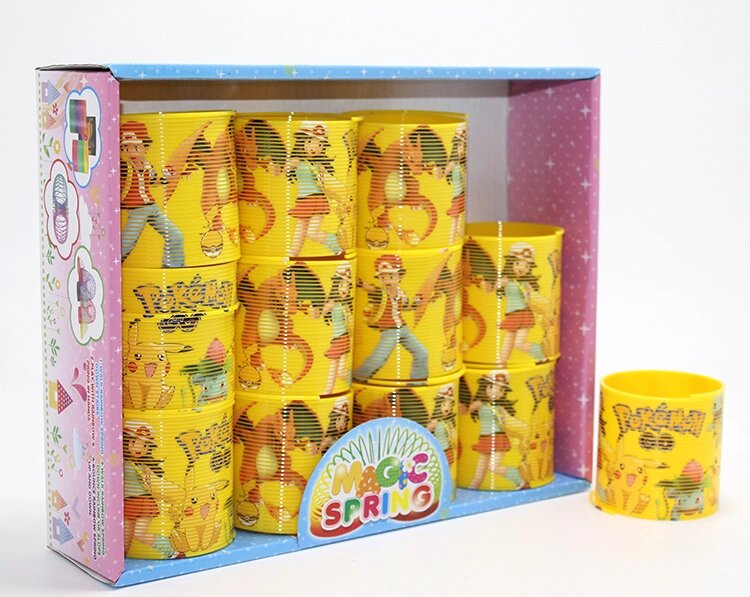 Pokemon Baskılı Stres Yayı - Sarı Plastik Nostaljik Oyuncak 12'li Seti Alk3984