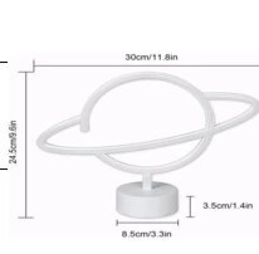 Neon Işıklı Satürn Lamba Pil+usb Mz-503