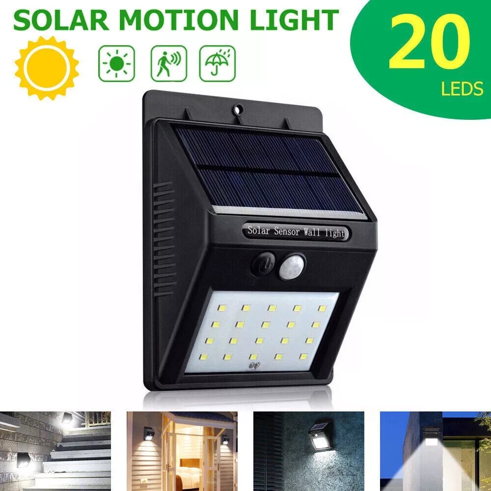 20 Ledli Hareket Sensörlü Dış Mekan Solar Lamba