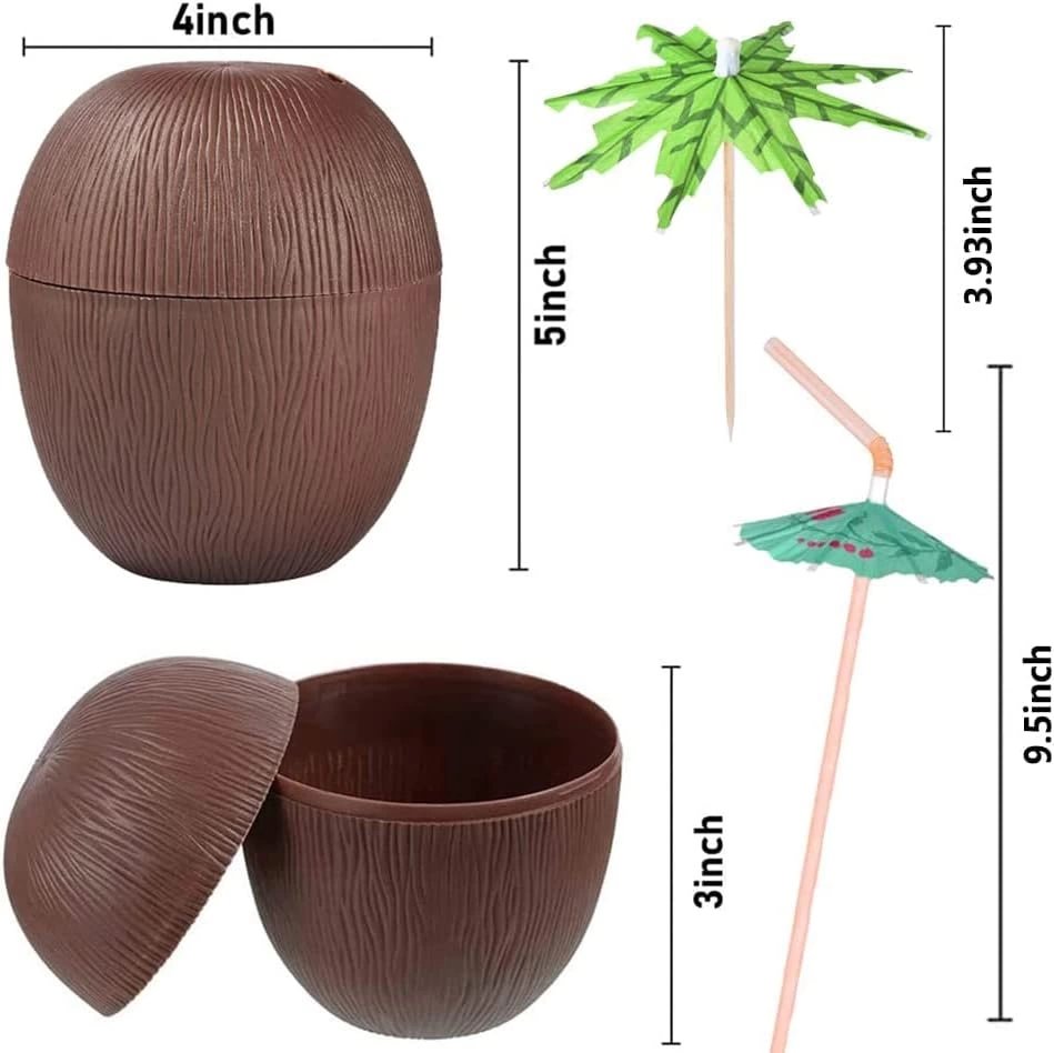 Hindistan Cevizi Hawaii Luau Aloha Pipetli İçecek Kabı Bardak 10x13 Cm 1 Adet Hindistan Cevizi Hawaii Luau Aloha Pipetli İçecek Kabı Bardak 10x13 Cm 1 Adet