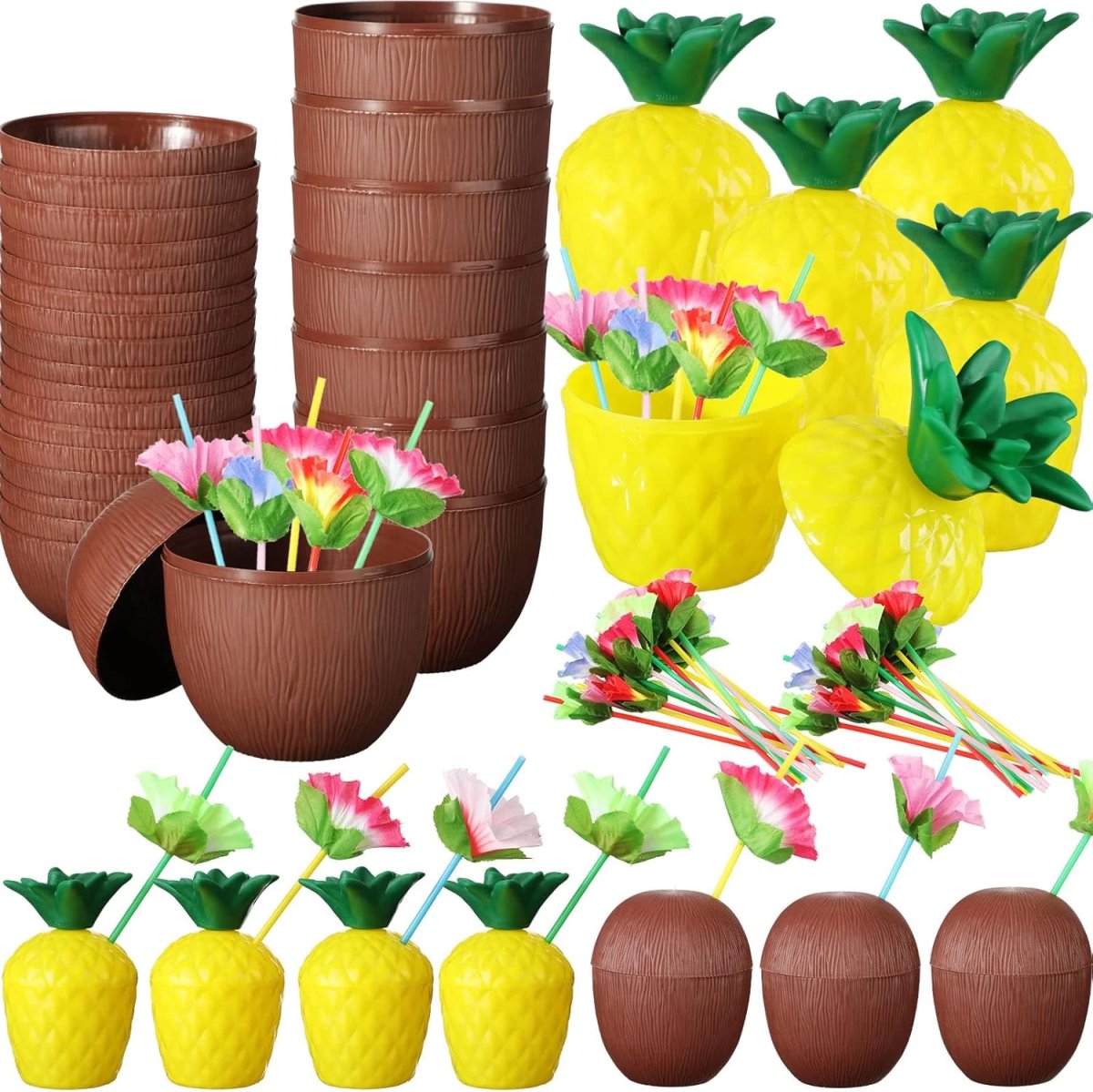 Ananas Hindistan Cevizi Tasarımlı Pipetli Bardak Seti (6 Adet) Ananas Hindistan Cevizi Tasarımlı Pipetli Bardak Seti (6 Adet)