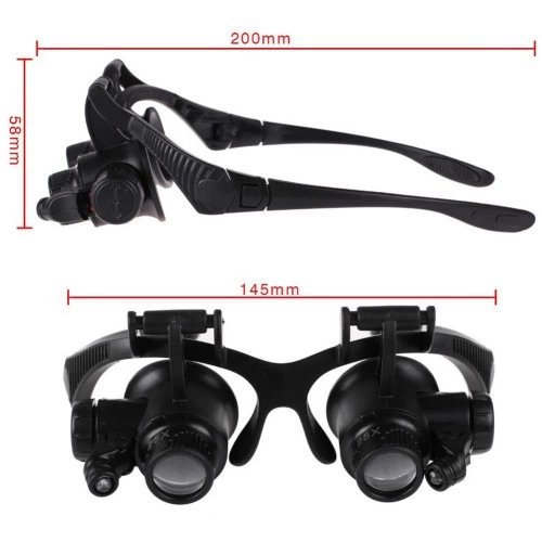 Gözlük Modeli 10x 15x 20x 25x Lens,2led Işıklı,büyüteç