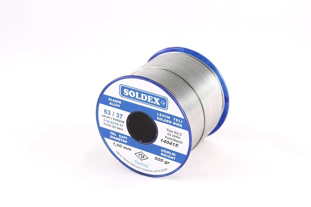 63-37, 500 Gr 3 Mm - Pastasız Vitray Lehim Teli, Sn:63 - Pb:37
