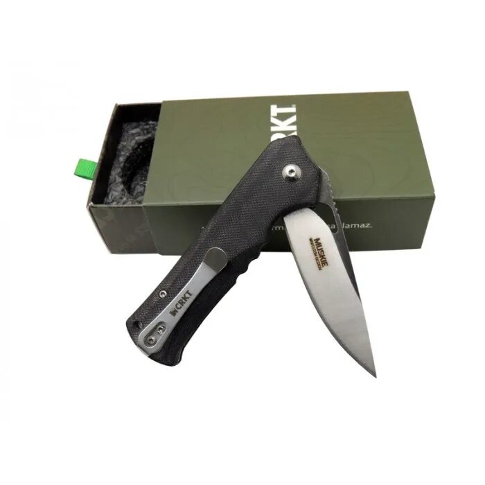 Crkt Muskie 202 Bk Siyah Kamp / Outdoor Çakı 18 Cm - Yarı Otomatik, Kemerlikli, Kutulu