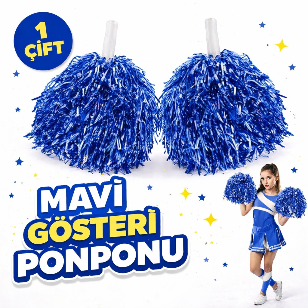 1 Çift ( 2 Adet ) Mavi Renk 23 Nisan 19 Mayıs 29 Ekim Okul Gösteri Ponponları Ekstra Dolgun 1 Çift ( 2 Adet ) Mavi Renk 23 Nisan 19 Mayıs 29 Ekim Okul Gösteri Ponponları Ekstra Dolgun