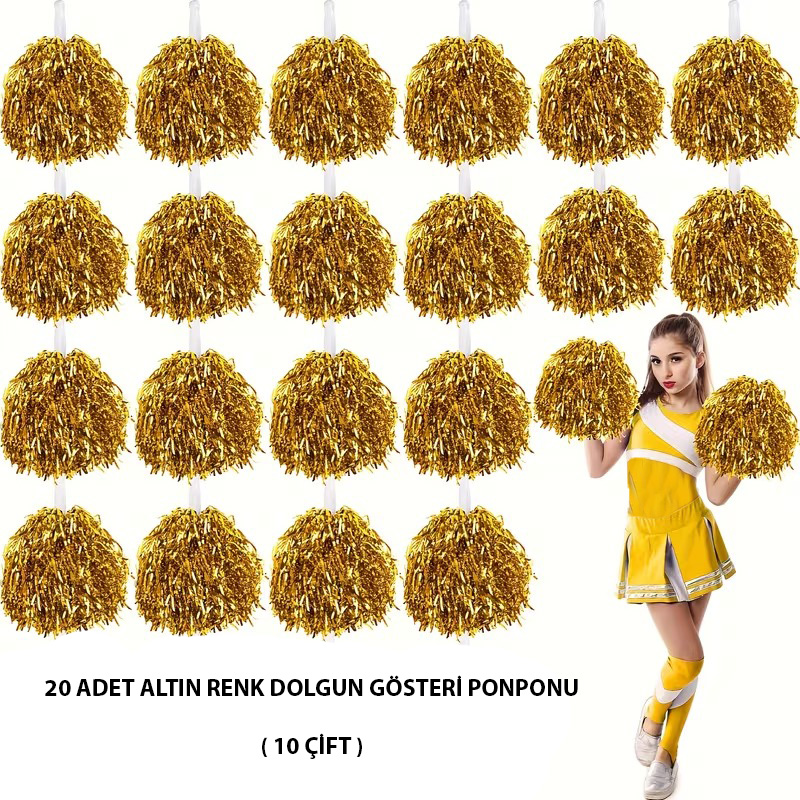 10 Çift ( 20 Adet ) Altın Renk 23 Nisan 19 Mayıs 29 Ekim Okul Gösteri Ponponları 10 Çift ( 20 Adet ) Altın Renk 23 Nisan 19 Mayıs 29 Ekim Okul Gösteri Ponponları