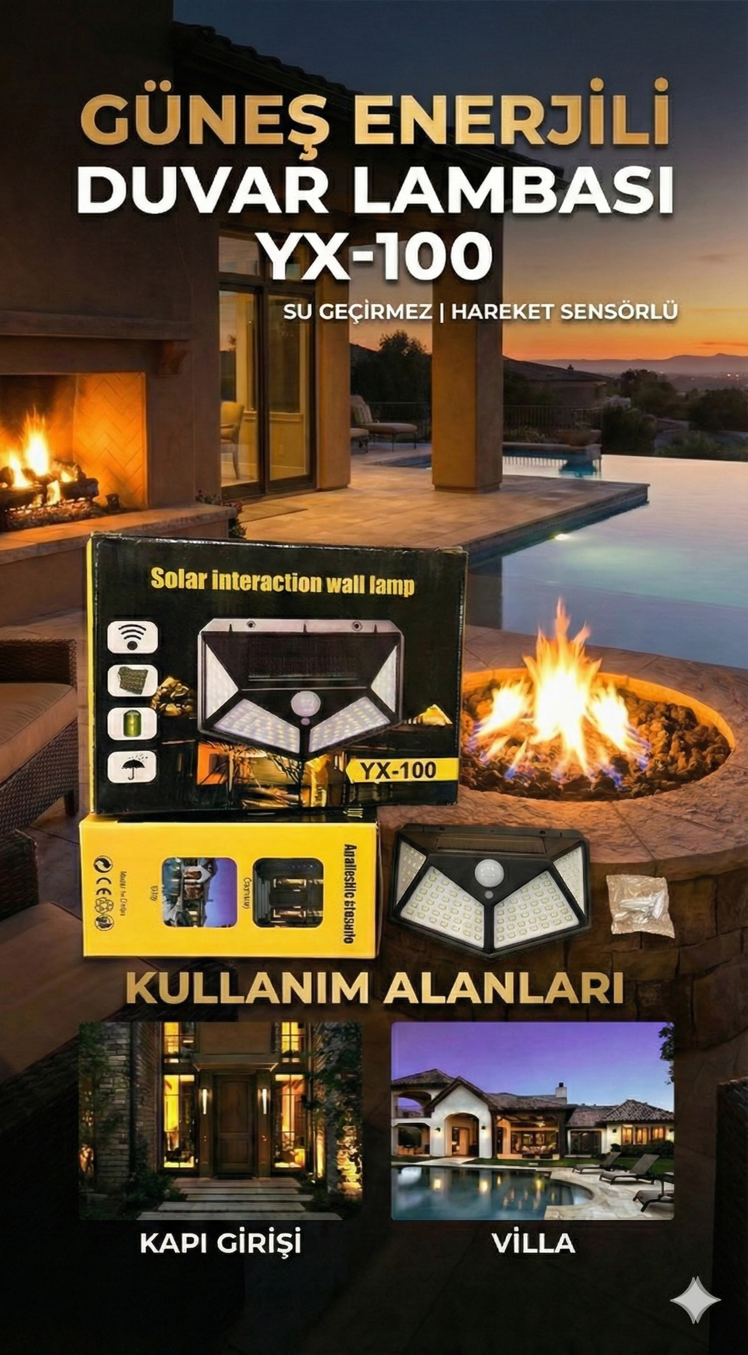 100 Led DIŞ Mekan Solar Aydınlatma Fotoselli Solar Lamba Hareket Sensörlü 100 Led DIŞ Mekan Solar Aydınlatma Fotoselli Solar Lamba Hareket Sensörlü