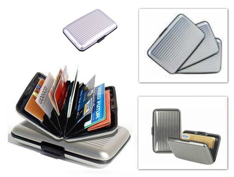 Metal Görünümlü Plastik Kredi Kartlık - Gri (CLZ)
