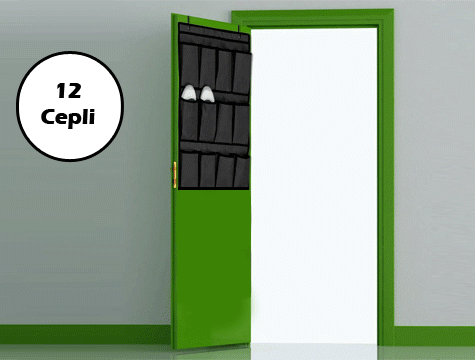CLZ174 12 Cepli Kapı Arkası Çok Amaçlı Organizer - Siyah