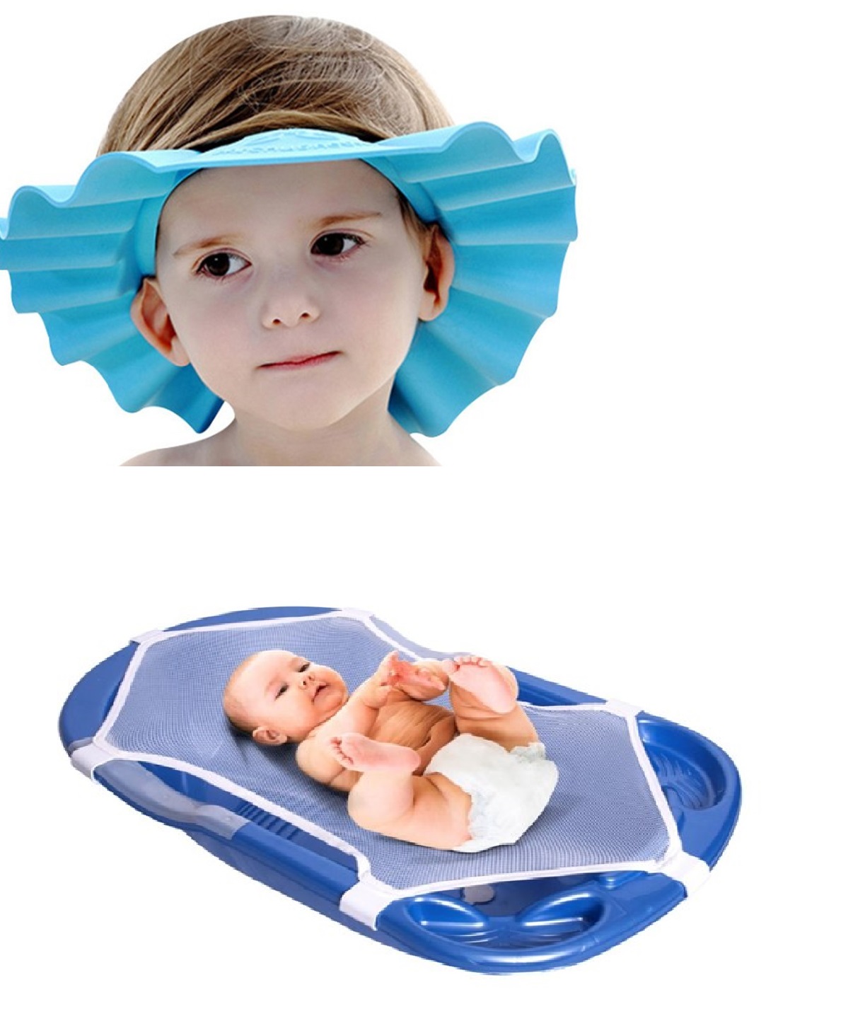 CLZ174 2 li Set Bebek Banyo Şapkası - Bebek Küvet Filesi