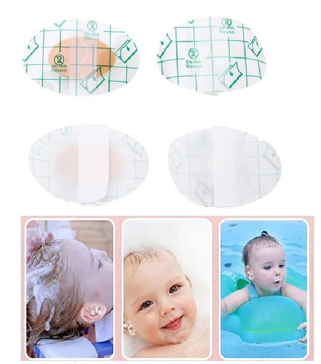 CLZ174 20 Adet Bebek Banyo Havuz Kulak Bandı -Şeffaf Su Geçirmez Yapışkanlı Bant Kuaför Bandı