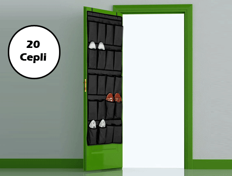 CLZ174 20 Cepli Kapı Arkası Çok Amaçlı Organizer - Siyah