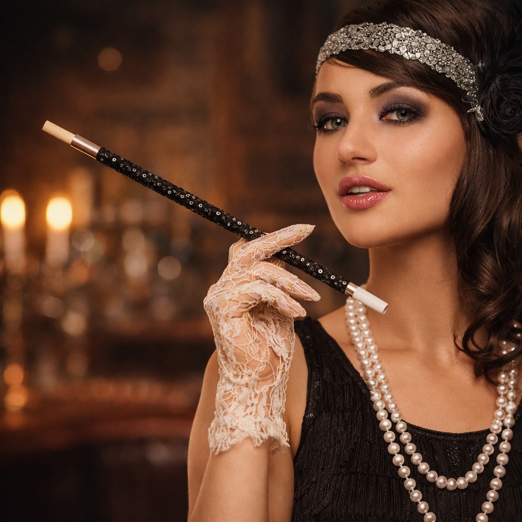 30 cm Siyah Payetli Sigara Tutacağı – 1920’ler Gatsby Parti Aksesuarı 30 cm Siyah Payetli Sigara Tutacağı – 1920’ler Gatsby Parti Aksesuarı