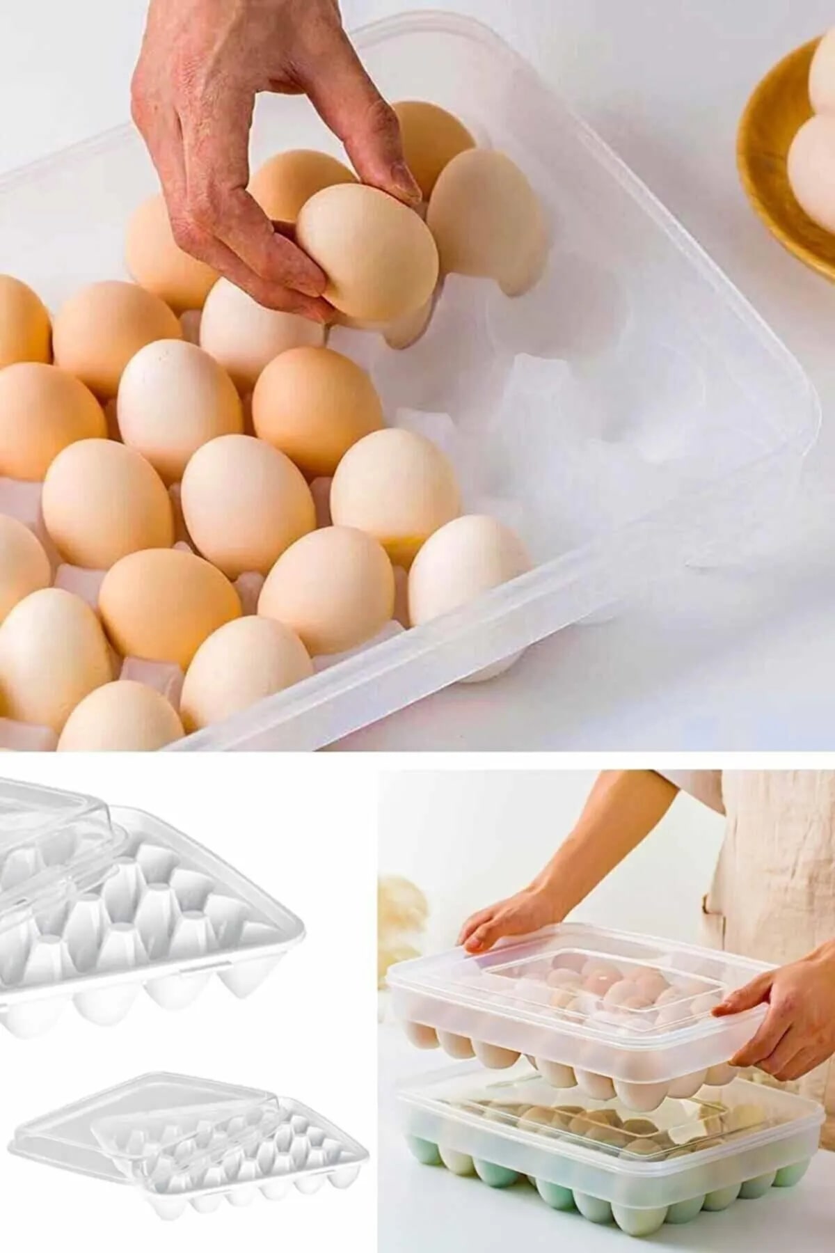 CLZ174 30 Yumurta Kapasiteli Yumurta Saklama Kabı -Kapaklı Pratik Yumurta Saklama Kutusu-Yumurta Organizeri