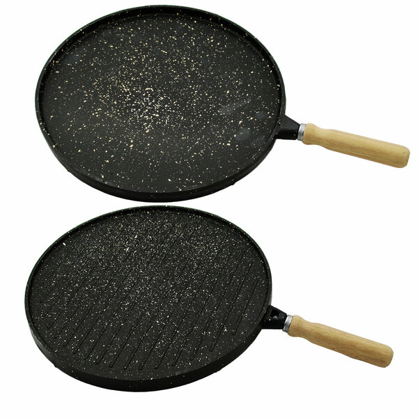 35 cm Döküm Gözleme Tavası Çift Taraflı Bazlama Izgara Tavası Ahşap Saplı Yapışmaz 35 cm Döküm Gözleme Tavası Çift Taraflı Bazlama Izgara Tavası Ahşap Saplı Yapışmaz