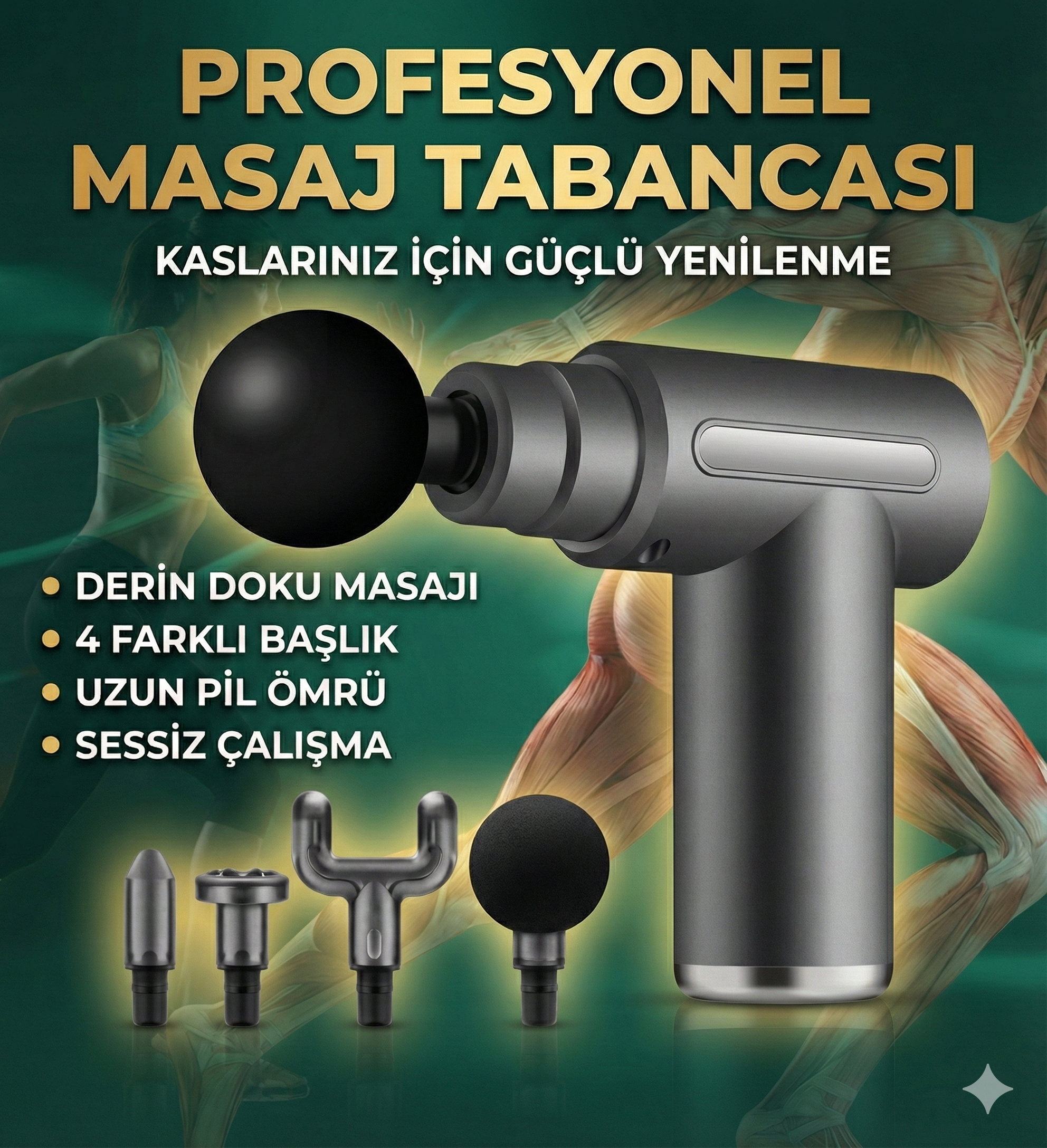 4 Başlıklı 6 Kademeli Titreşimli Şarjlı Mini Masaj Aleti