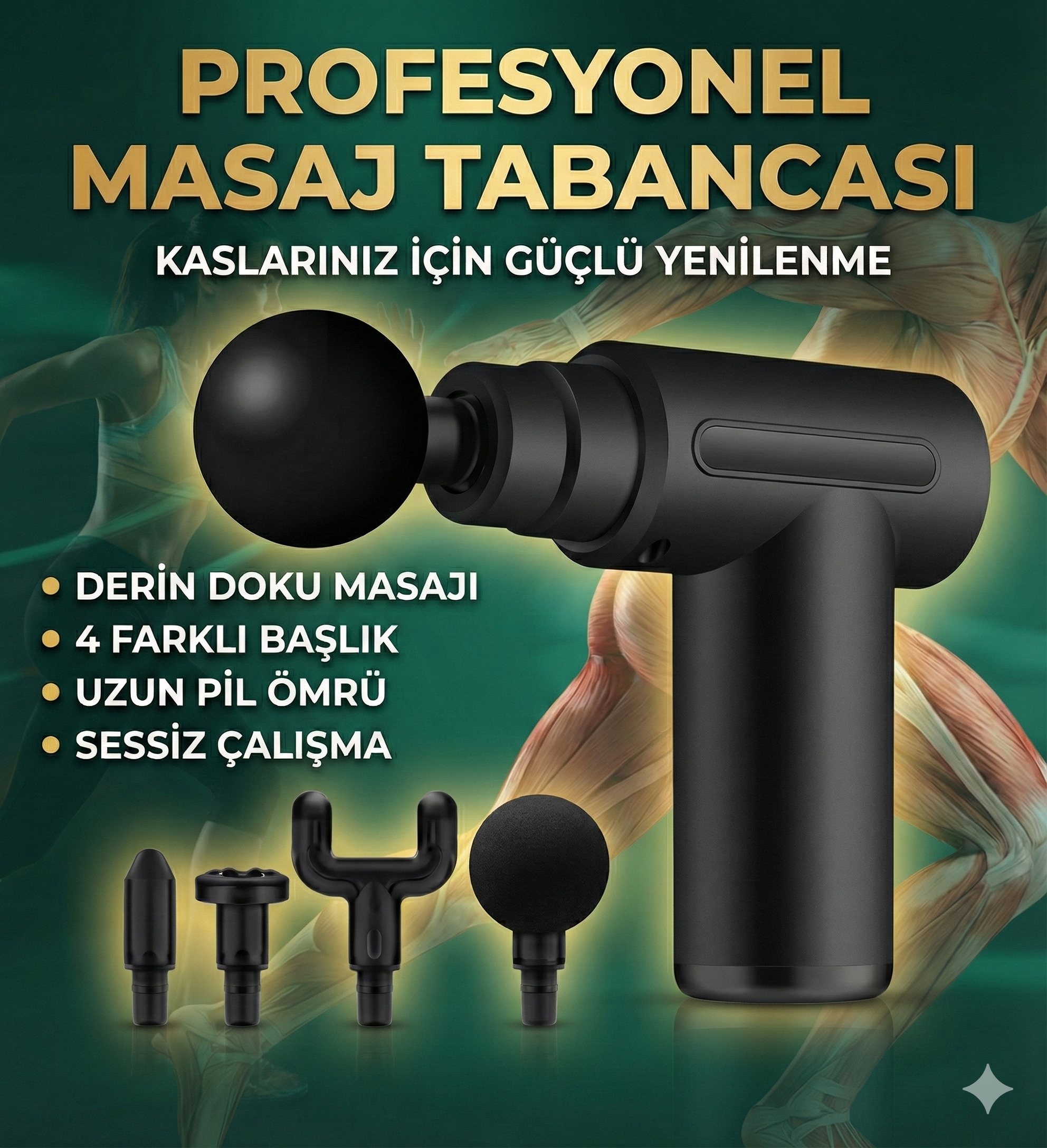 4 Başlıklı 6 Kademeli Titreşimli Şarjlı Mini Masaj Aleti