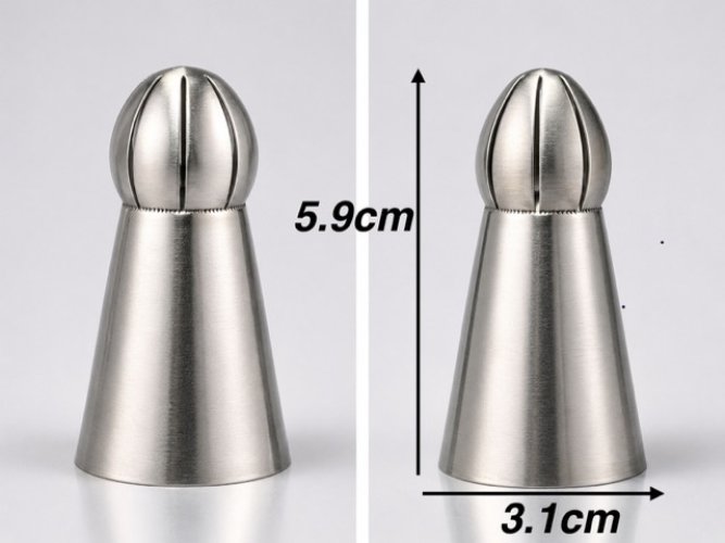 5'li Profesyonel Rus Top Duy Ucu Seti – 5.9 cm Büyük Boy Paslanmaz Çelik Krema Sıkma ve Fırfır Uçları