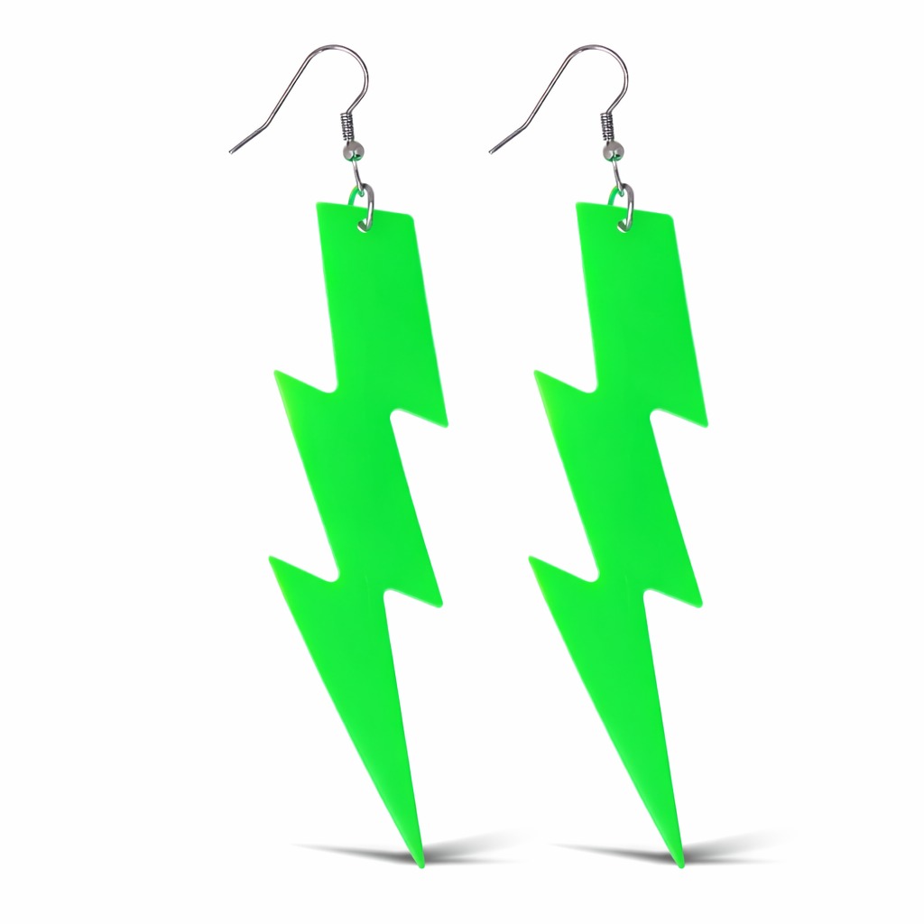 80’ler 90'lar Retro Neon Yeşil Şimşek Küpe 10 cm 80’ler 90'lar Retro Neon Yeşil Şimşek Küpe 10 cm