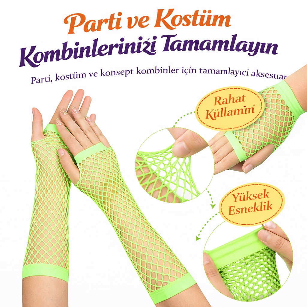 80’ler 90’lar Retro Neon Yeşil File Parmaksız Eldiven 26 cm 80’ler 90’lar Retro Neon Yeşil File Parmaksız Eldiven 26 cm