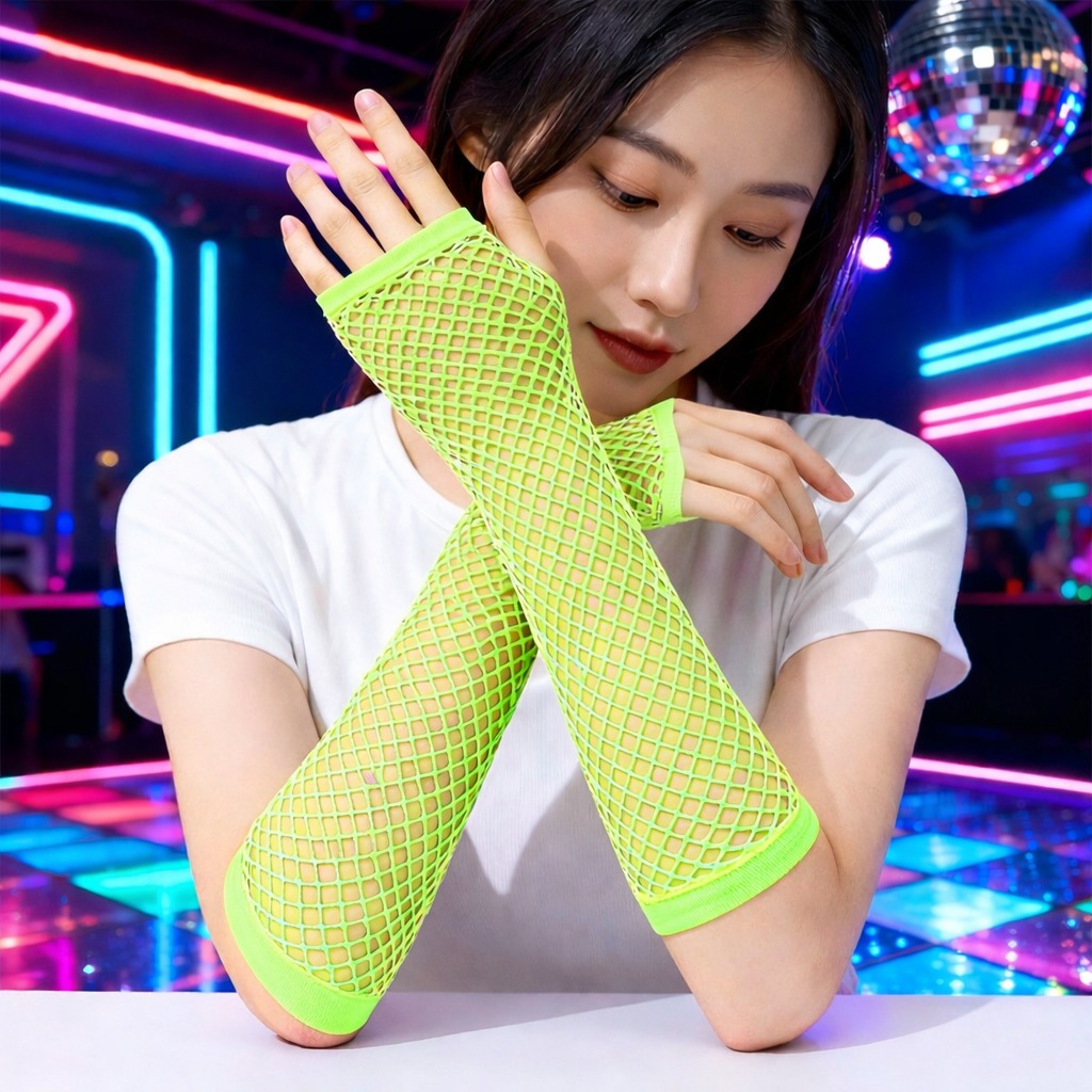 80’ler 90’lar Retro Neon Yeşil File Parmaksız Eldiven 26 cm 80’ler 90’lar Retro Neon Yeşil File Parmaksız Eldiven 26 cm