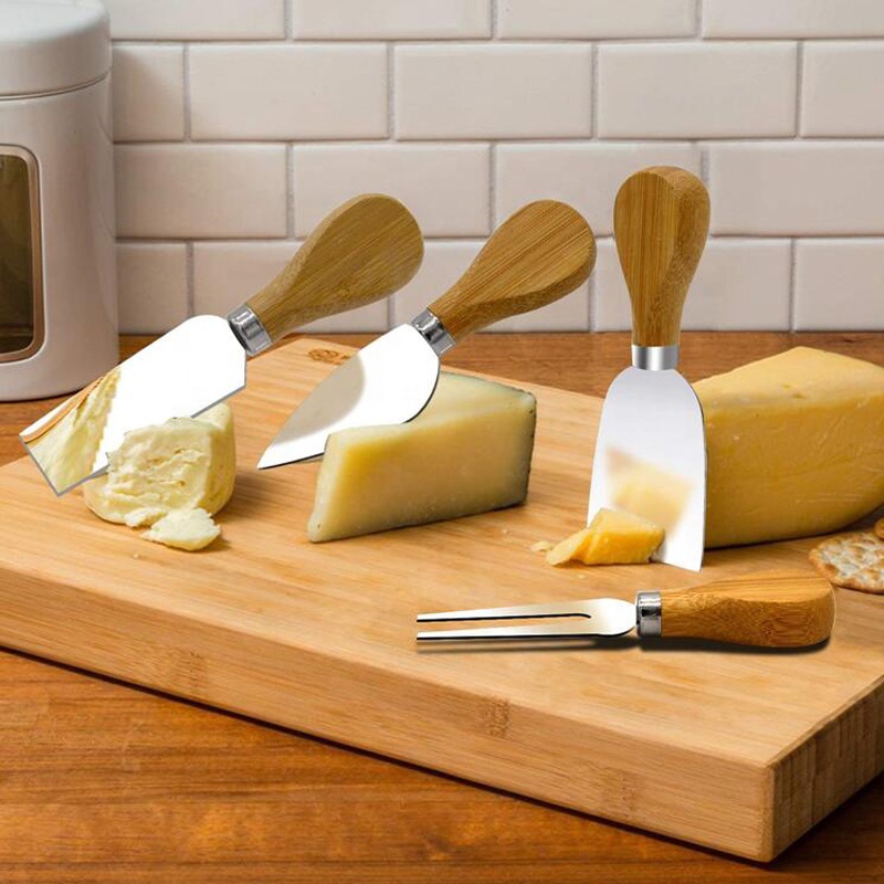 CLZ174 Ahşap Saplı 4 lü Peynir Bıçağı Seti