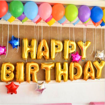 Altın Renk Happy Birthday Folyo Doğum Günü Balonu 35 cm (CLZ)