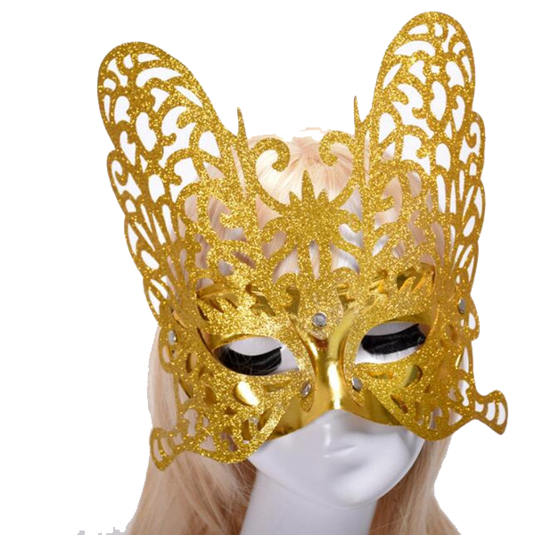 Altın Renk Kelebek Model Venedik Yılbaşı Parti Maskesi (CLZ)