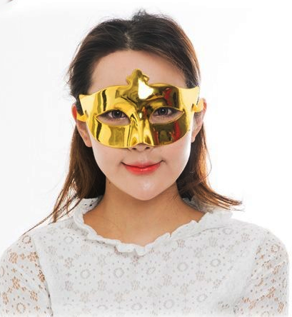 Altın Renk Kostüm Partisi Ekstra Parlak Balo Maskesi 15x10 cm (CLZ)