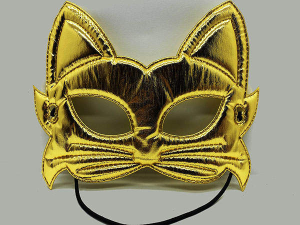 Altın Renk Kumaş Malzemeden İmal Kedi Maskesi 19x15 cm (CLZ)