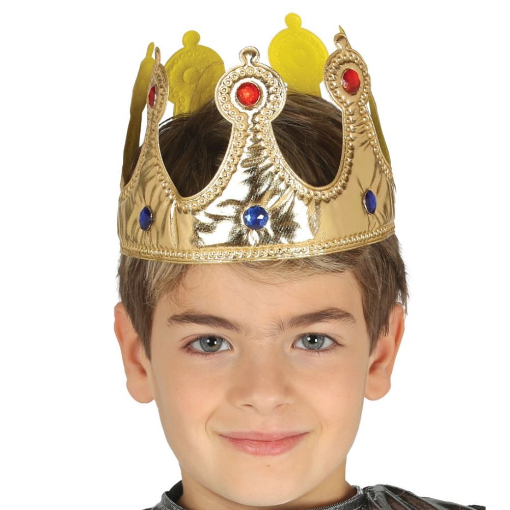 Altın Renk Kumaş Malzemeden İmal Çocuk Kral Tacı 57 cm (CLZ)
