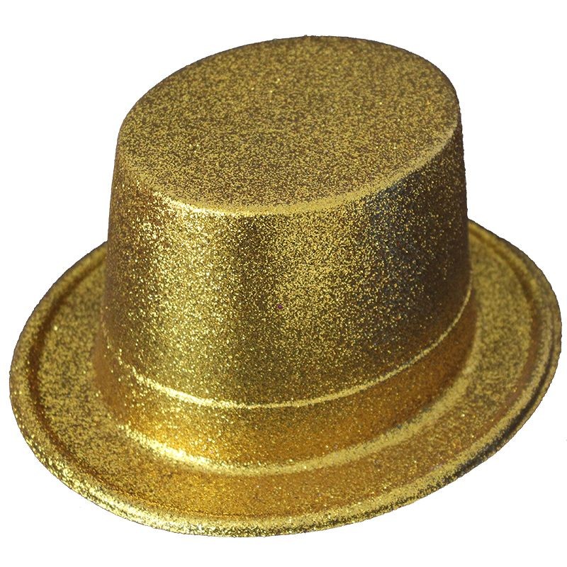 Altın Renk Uzun Plastik Simli Parti Şapkası (CLZ)