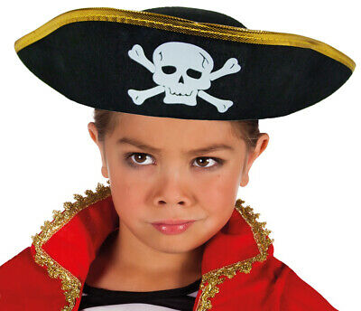 Altın Şeritli Çocuk Boy Yayvan Denizci Korsan Şapkası (CLZ)