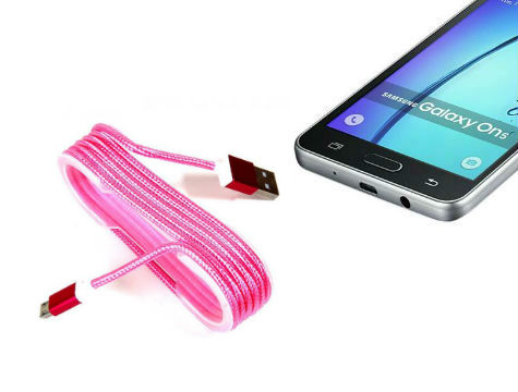 CLZ174 Android Örgü Şeklinde Renkli Çelik Şarj Data Kablosu - Pembe