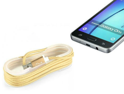 CLZ174 Android Örgü Şeklinde Renkli Çelik Şarj Data Kablosu - Gold