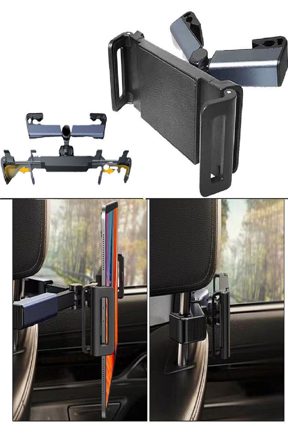 CLZ174 Araba Arka Koltuk Kafalık Telefon Tablet Tutucu Ayarlanabilir Tablet Standı  Braketi