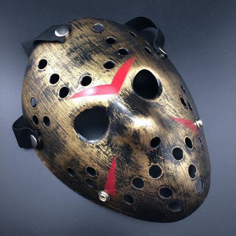 Bakır Renk Kırmızı Çizgili Tam Yüz Hokey Jason Maskesi Hannibal Maskesi (CLZ)