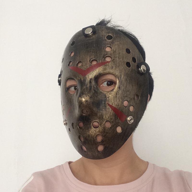 Bakır Renk Kırmızı Çizgili Tam Yüz Hokey Jason Maskesi Hannibal Maskesi (CLZ)