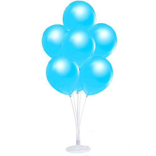 Balon Standı ve 10 Adet Sedefli Metalik Açık Mavi Balon Seti (CLZ)