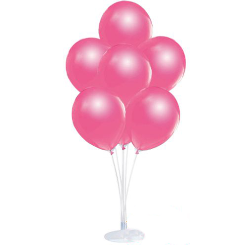 Balon Standı ve 10 Adet Sedefli Metalik Fuşya Balon Seti (CLZ)